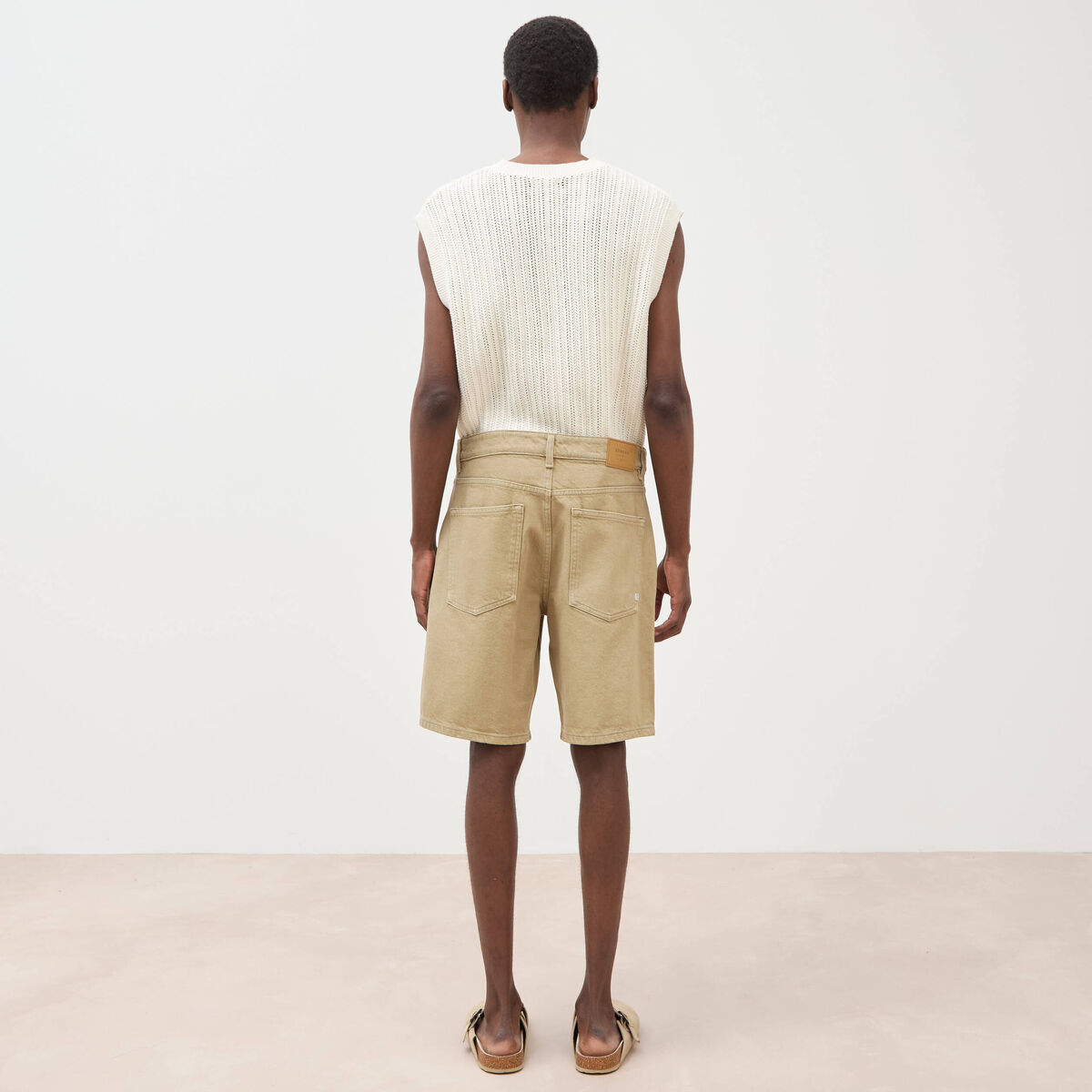 Bermuda en jean coton beige homme