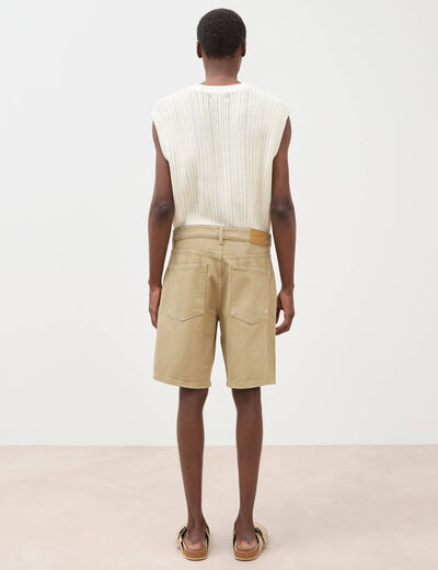 Bermuda en jean coton beige homme