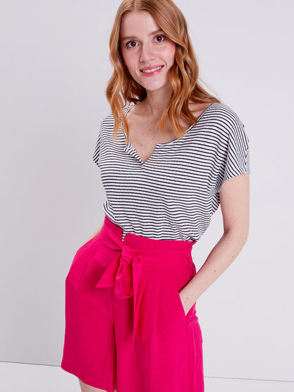 T shirt manches courtes bleu fonce femme