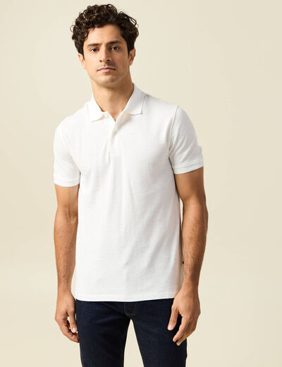 Polo cintré manches courtes en coton ecru homme