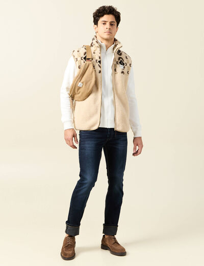 Gilet manches longues zippé ecru homme