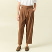 Pantalon slouchy taille haute 7/8&egrave;me marron femme