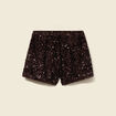 Short ajust&eacute; taille haute doubl&eacute; marron femme