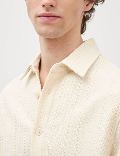 Chemise boyfriend manches courtes ecru homme