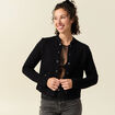 Veste droite courte col mao noir femme
