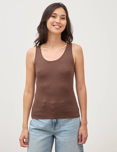 D&eacute;bardeur cintr&eacute; d&eacute;collet&eacute; sans manches marron femme