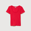 T-shirt ajust&eacute; col rond manches courtes rouge femme