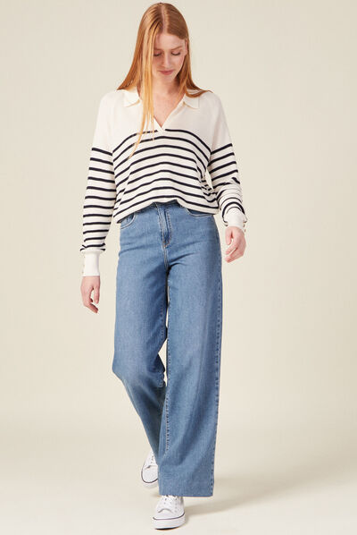 Pull manches longues bleu marine femme