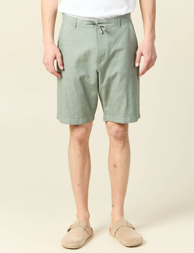 Bermuda droit vert olive homme