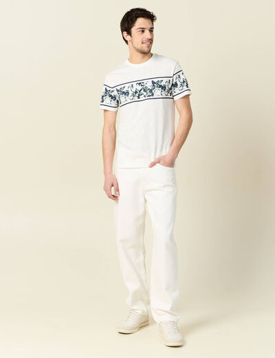 T-shirt coupe droite en coton col rond bleu ciel homme