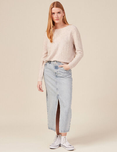 Pull manches longues creme femme