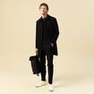 Manteau droit long manches longues noir homme