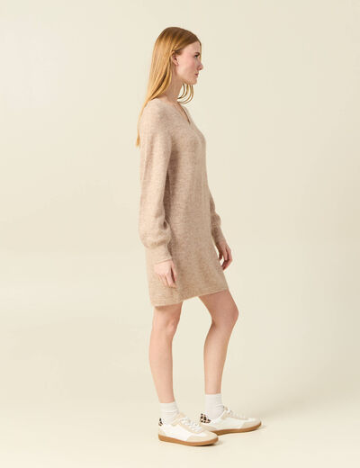 Robe pull droite taupe femme