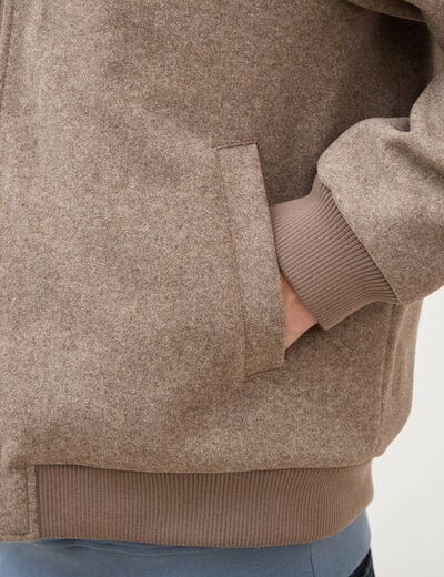 Blouson doubl&eacute; manches longues taupe homme