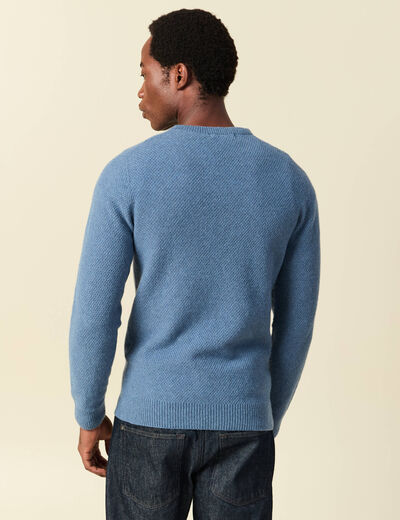 Pull manches longues fabriqu&eacute; en France bleu fonc&eacute; homme