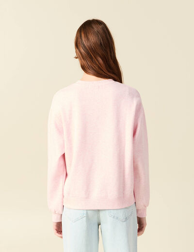 Sweat droit manches longues rose clair femme
