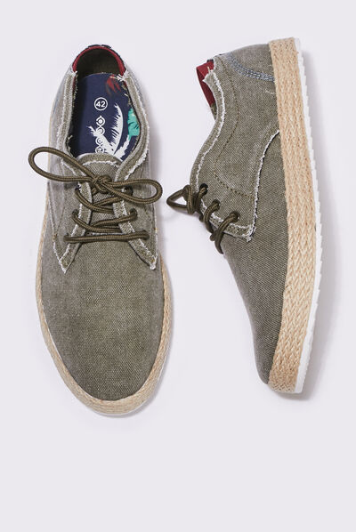 Espadrilles plates vert kaki homme