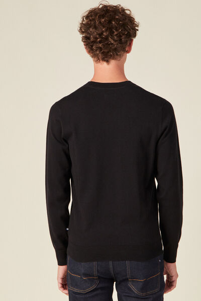 Pull col en V éco-responsable noir homme