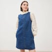 Robe sans manches col rond en jeans denim stone femme