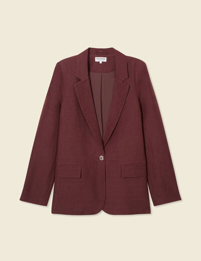 Veste blazer manches longues bordeaux femme