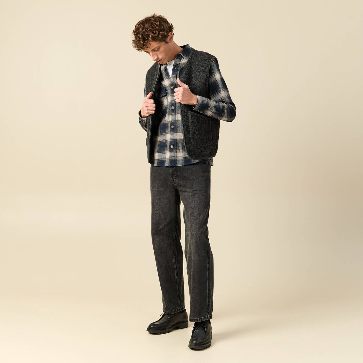Surchemise oversize en coton bleu marine homme