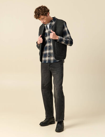 Surchemise oversize en coton bleu marine homme