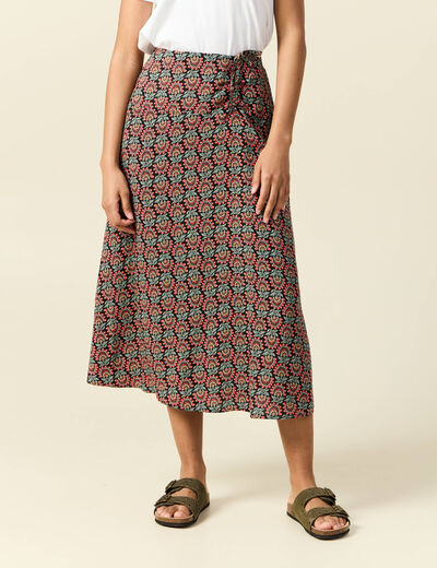 Jupe longue portefeuille noir femme