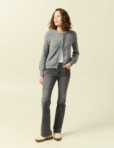 Jeans bootcut denim gris clair femme