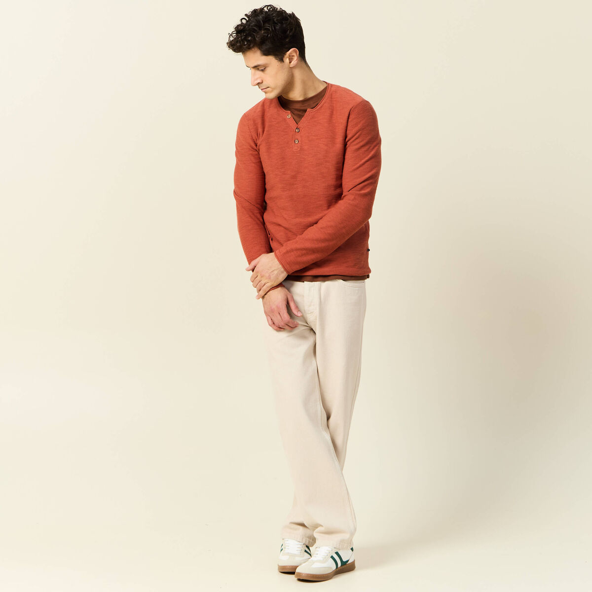 Pull manches longues rose homme