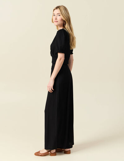 Pantalon large noir femme