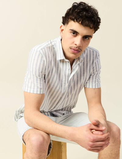 Chemise manches courtes ecru homme