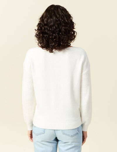 Pull manches longues ecru femme
