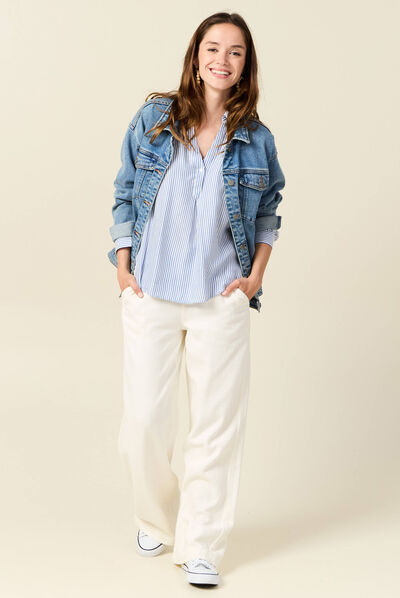 Blouse manches longues ecru femme