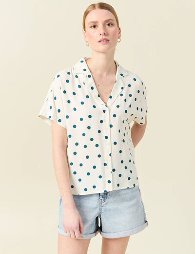 Chemise manches courtes bleu canard femme