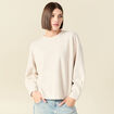 Sweat oversize col rond manches longues creme femme