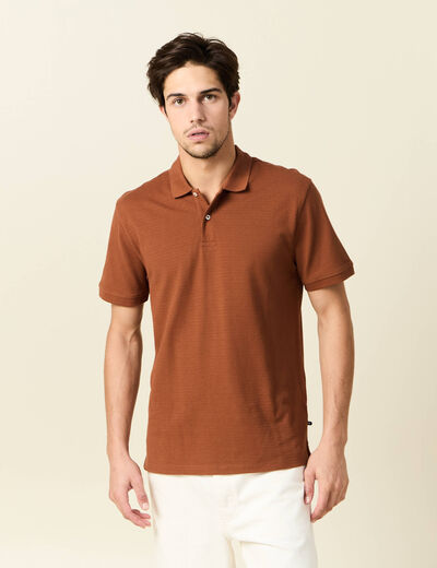 Polo éco-responsable marron cognac homme