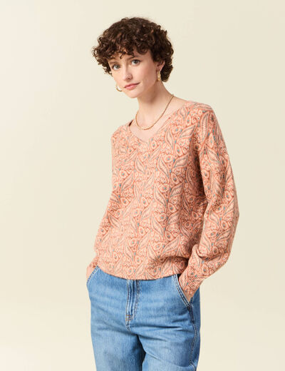 Pull manches longues orange foncé femme
