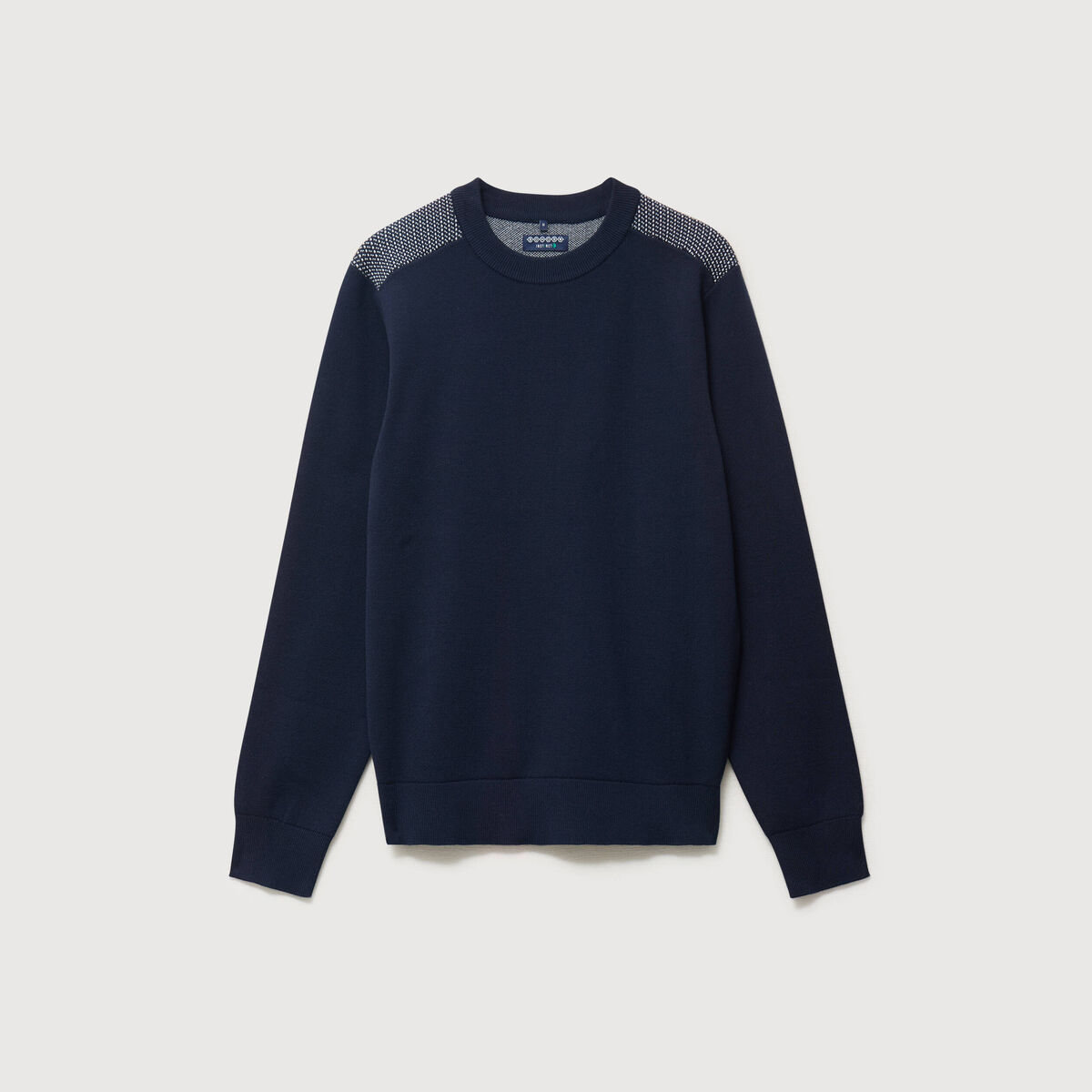 Pull droit fin col rond manches longues bleu marine homme