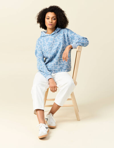 Sweat à capuche bleu ciel femme