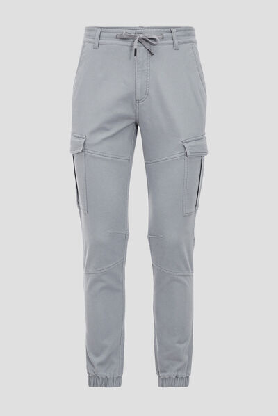 Pantalon cargo taille à cordon bleu gris homme