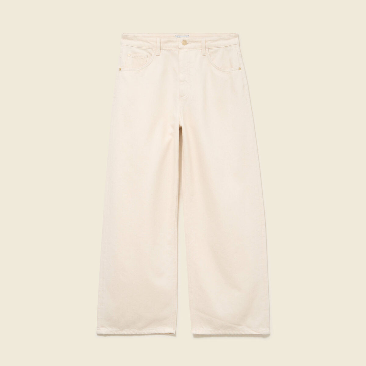 Jeans loose taille bascul&eacute;e ecru femme