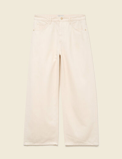 Jeans loose taille bascul&eacute;e ecru femme