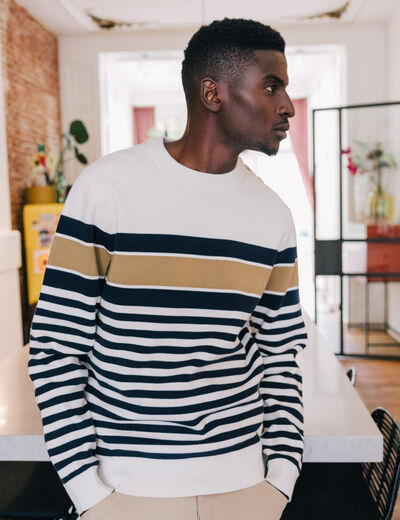 Pull éco-responsable ecru homme