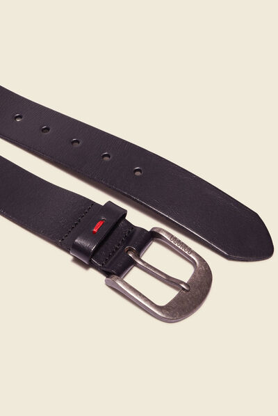 Ceinture en cuir noir homme