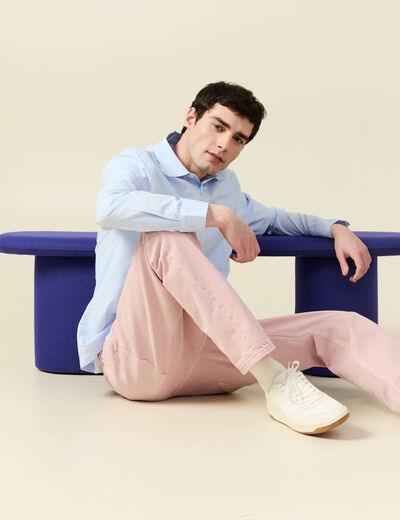 Chemise en coton manches longues bleu ciel homme