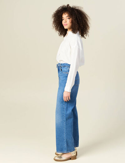 Jeans baggy ceinturé denim stone femme