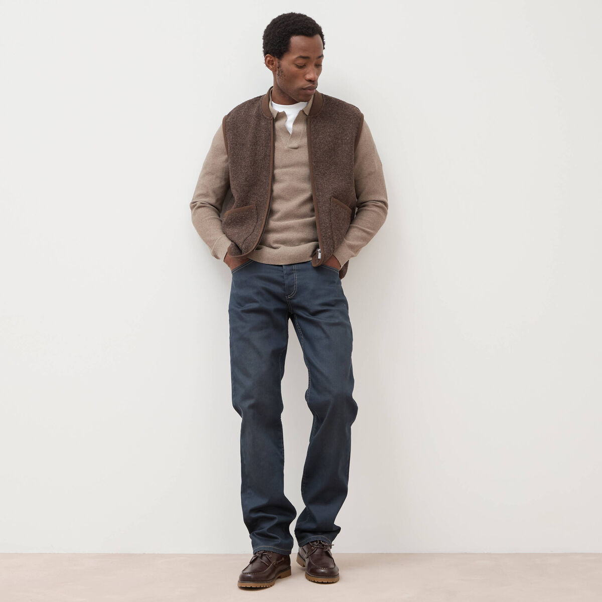 Jeans regular used denim gris homme