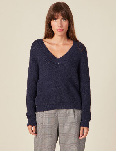 Pull éco-responsable bleu marine femme