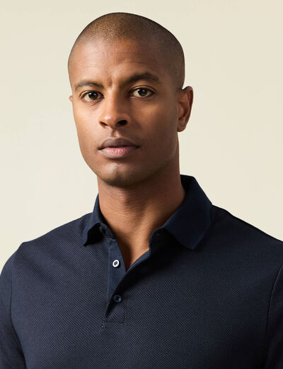Polo manches longues bleu marine homme