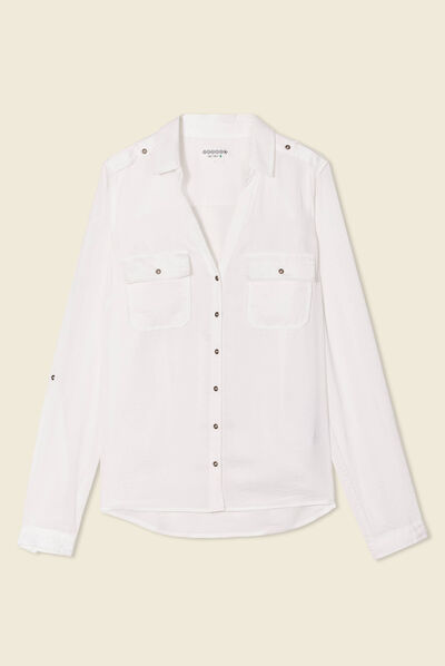 Chemise manches longues ecru femme